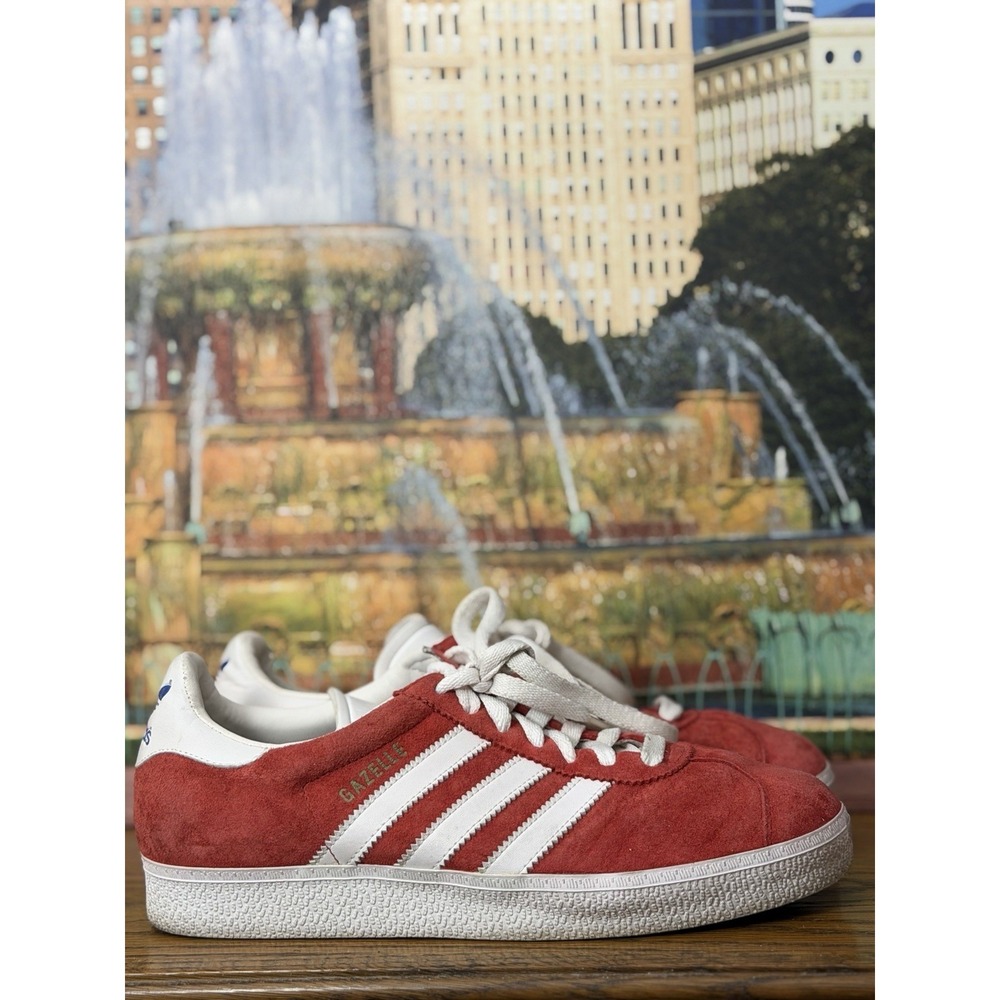 Adidas Gazelle Red Suede White Stripes Sneakers Men's Size 8